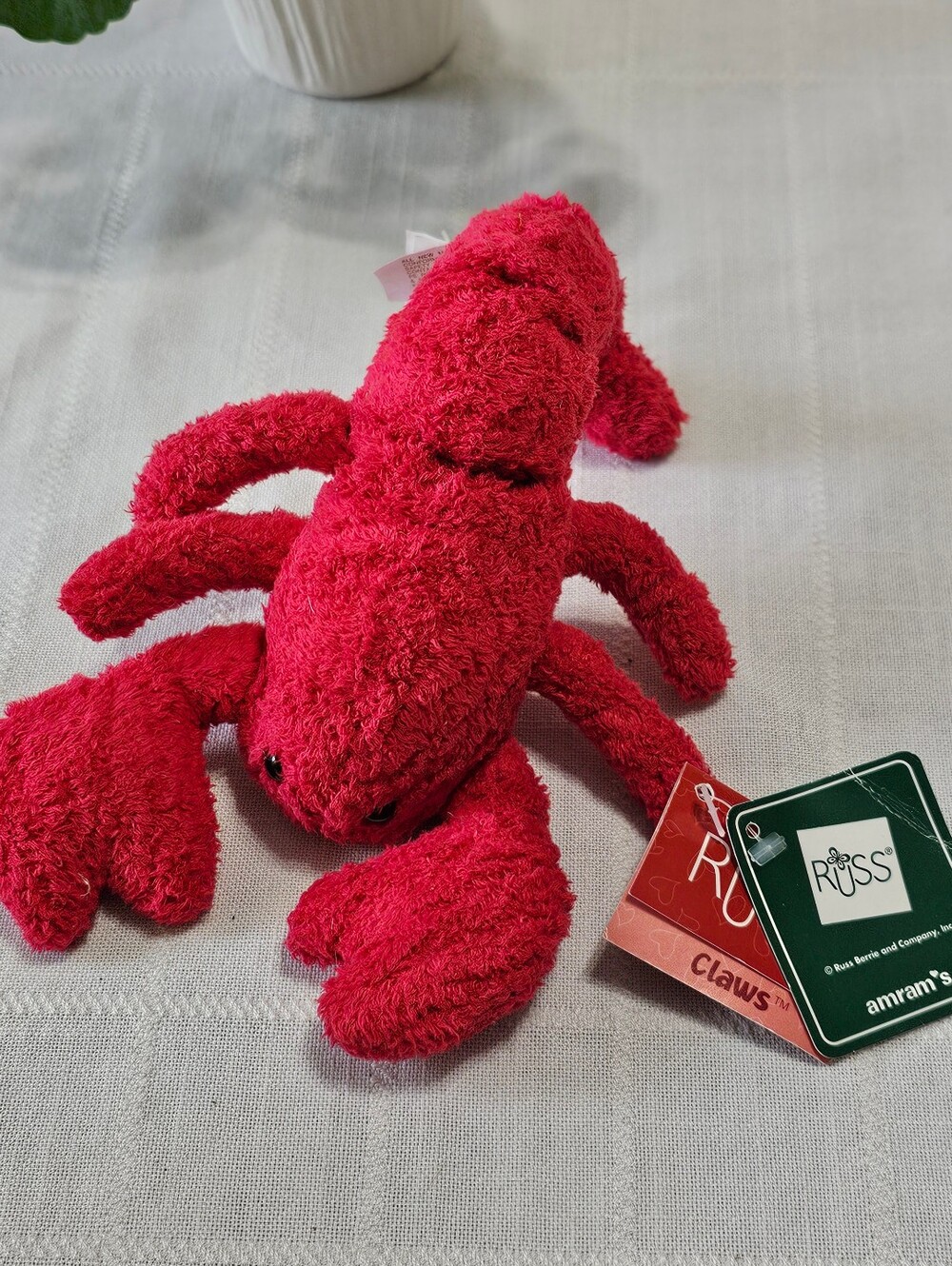 Vintage Russ Berrie Luv Pets “Claws” Red Lobster Plush With Original Tags